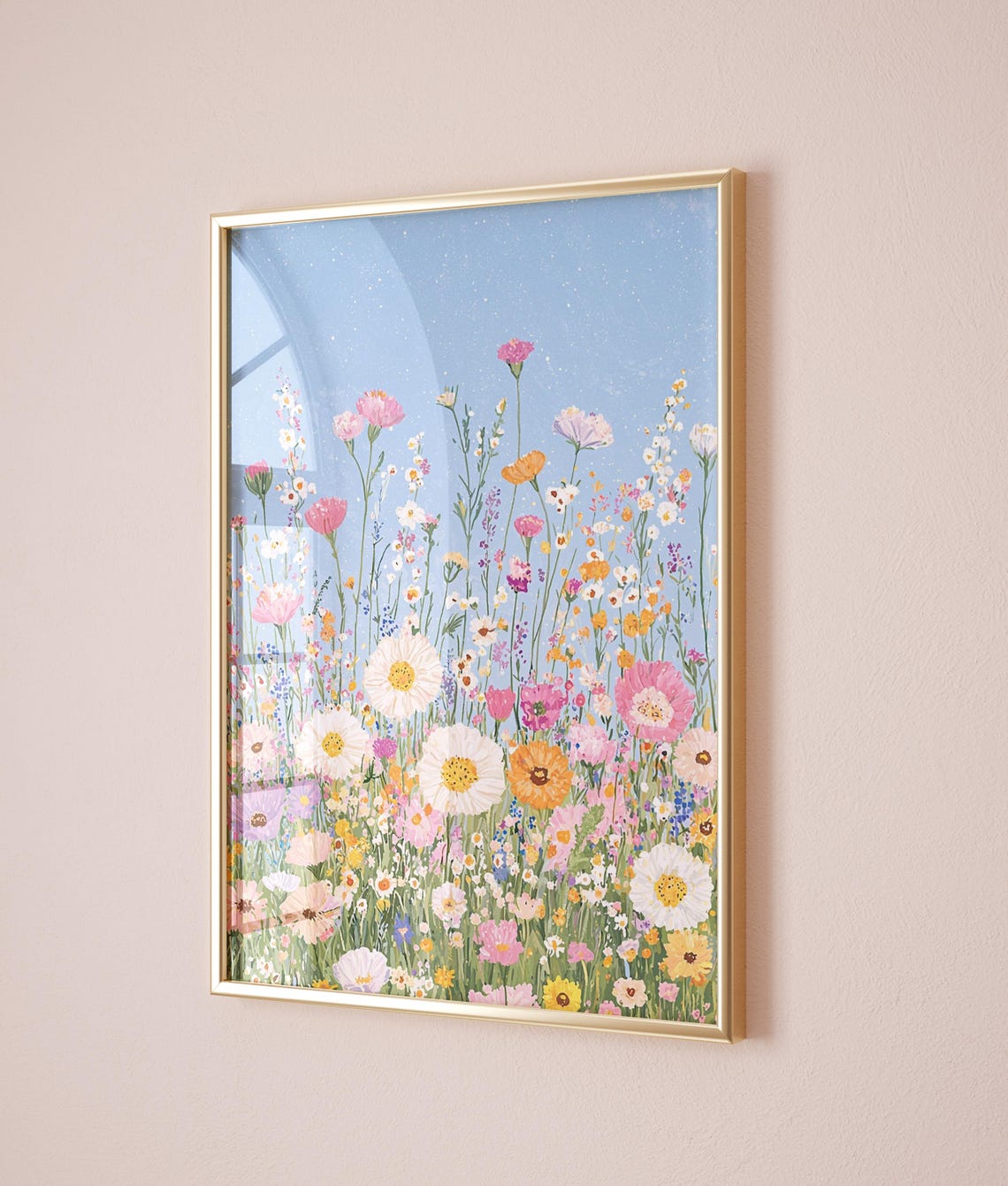 Whimsical Wildflower Field Botanical Blooming Meadow Sky Poster - Image 2