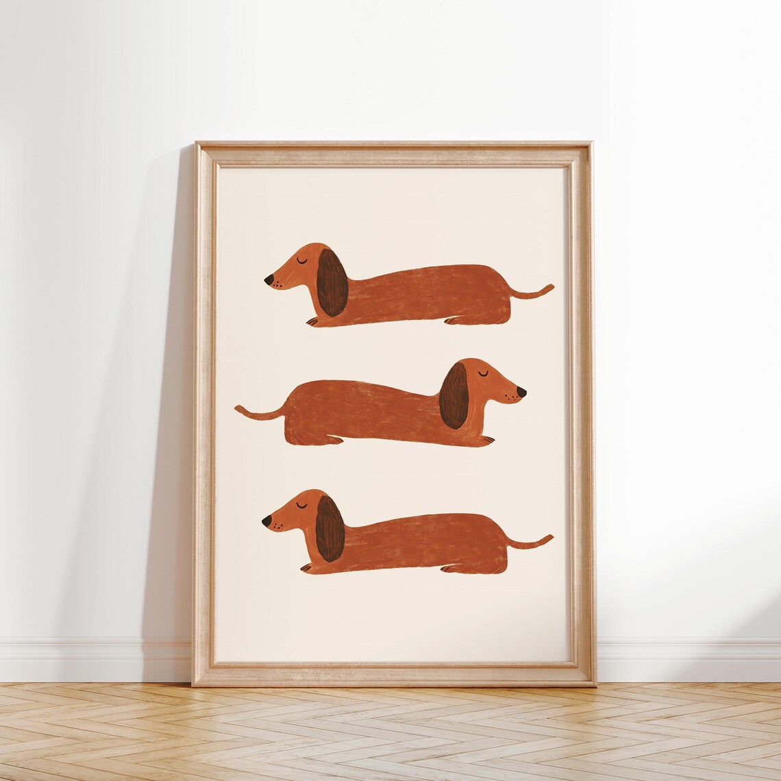 Dachshund Trio Sleepy Dogs Kids Room Animal Nursery Poster Decor - Image 2