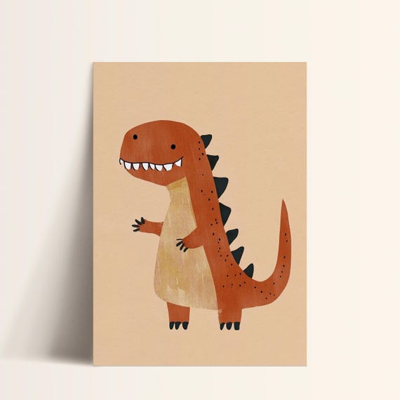 Dino Wall Art Dinosaur Kids Room Decor Nursery Poster Playroom Dinosaur Art Toddler Room Decor Whimsical Print