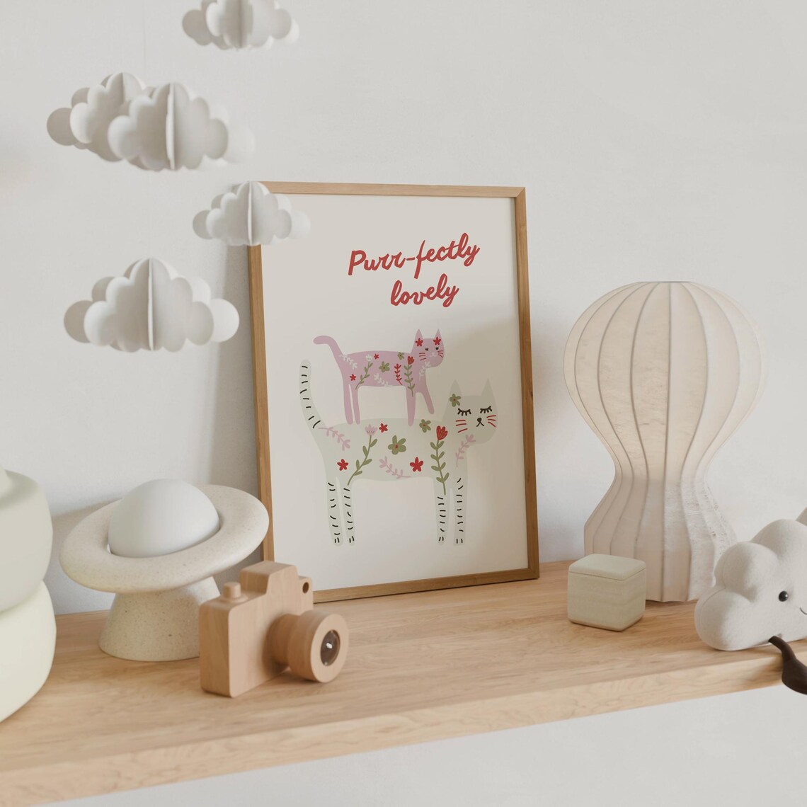 Purr-fectly Lovely Whimsical Floral Cats Sweet Nursery Art Print - Image 4