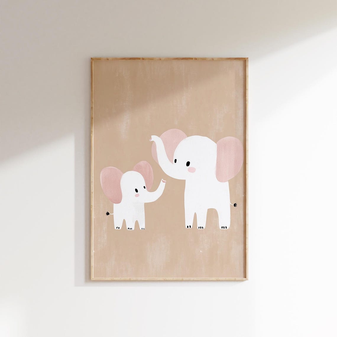 Mother And Baby Elephant Wall Art Pink Nursery Decor Girls Room Animal Print Baby Girl Bedroom Poster Whimsical Nursery Art - Image 2