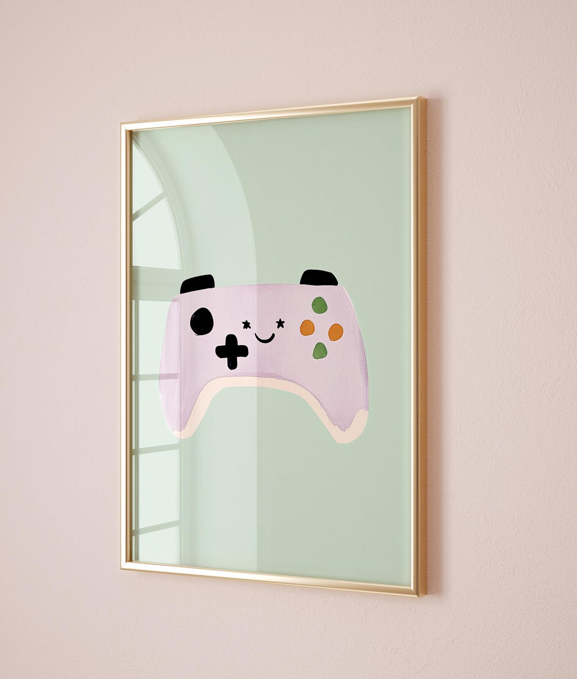 Smiling Purple Game Controller Cute Kids Gaming Room Wall Poster - Image 3