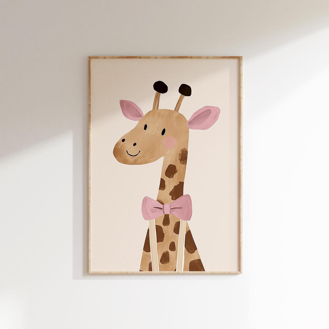 Happy Giraffe With Pink Bow Tie And Rosy Cheeks Nursery Poster - Image 2