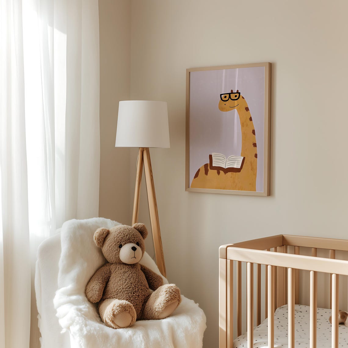 Dinosaur Reading Book Wall Art Kids Room Decor Educational Nursery Playful Animal Poster - Image 3