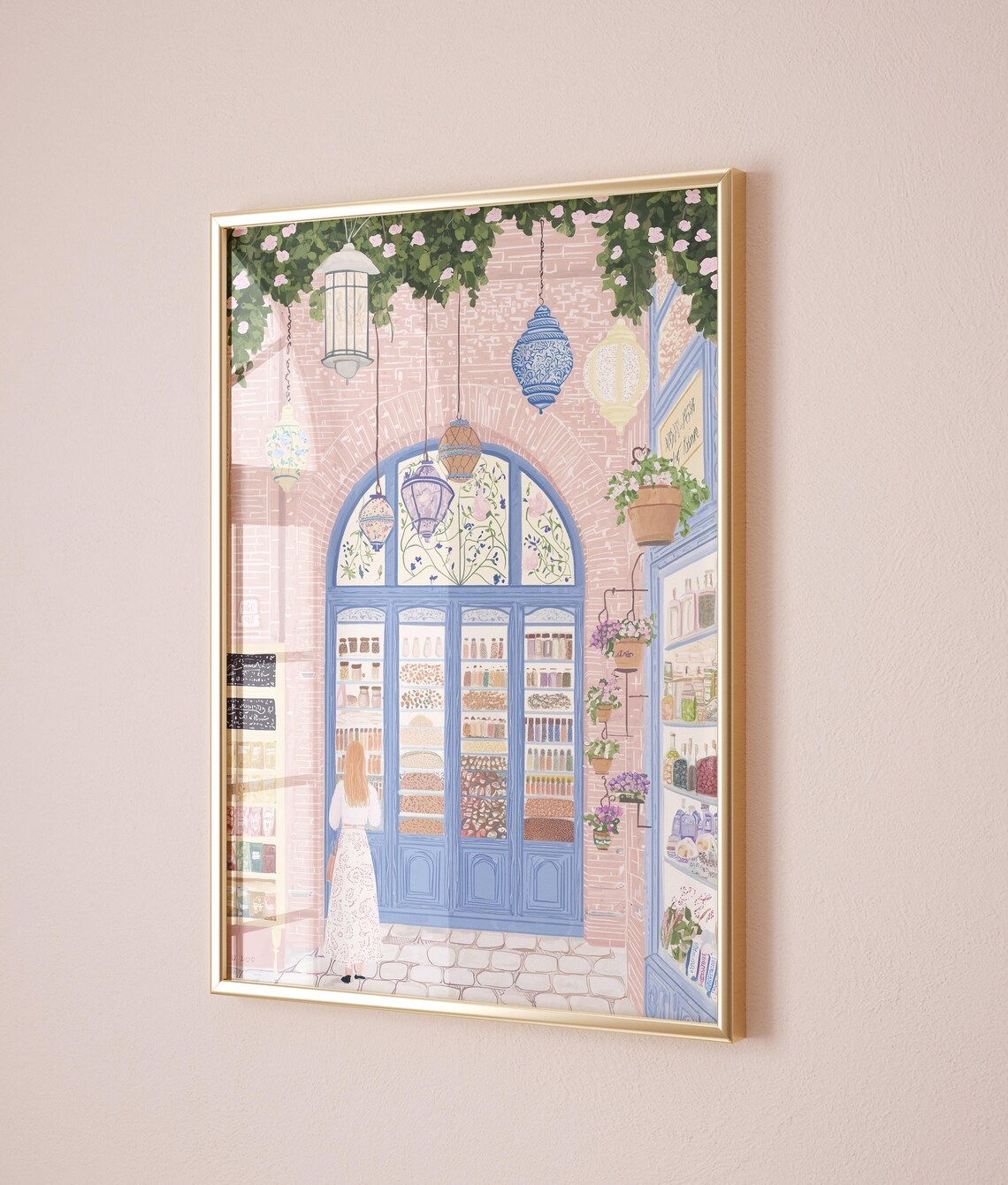 French Patisserie Sweet Shop Blue Doors Hanging Lanterns Poster - Image 5
