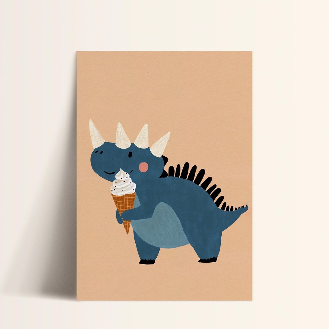 Dinosaur With Ice Cream Art Playful Kids Room Poster Nursery Wall Decor Toddler Room Prints