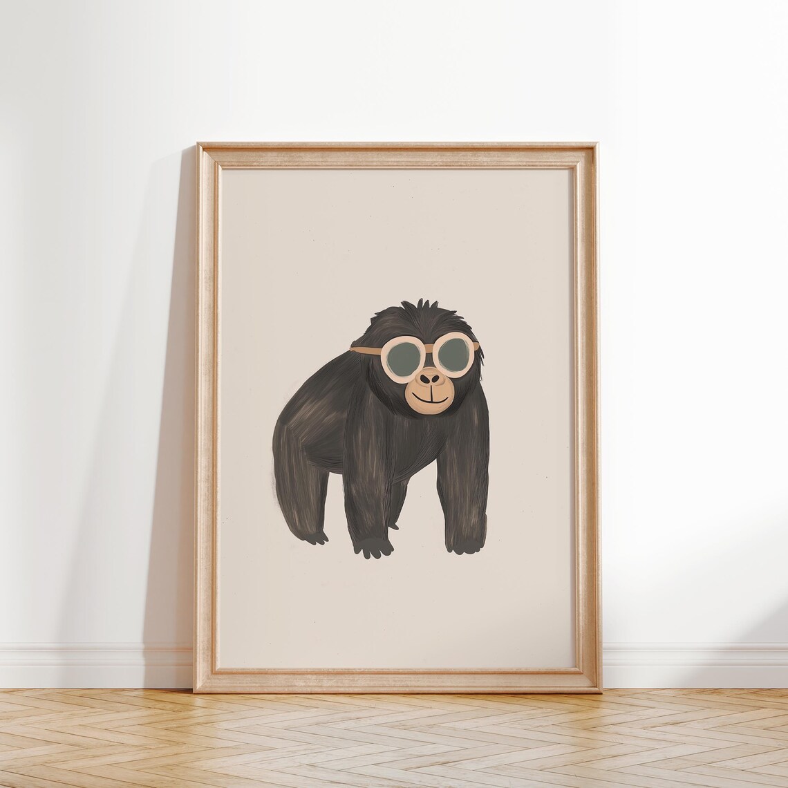Smiling Gorilla Wearing Round Sunglasses Kids Nursery Animal Poster - Image 3