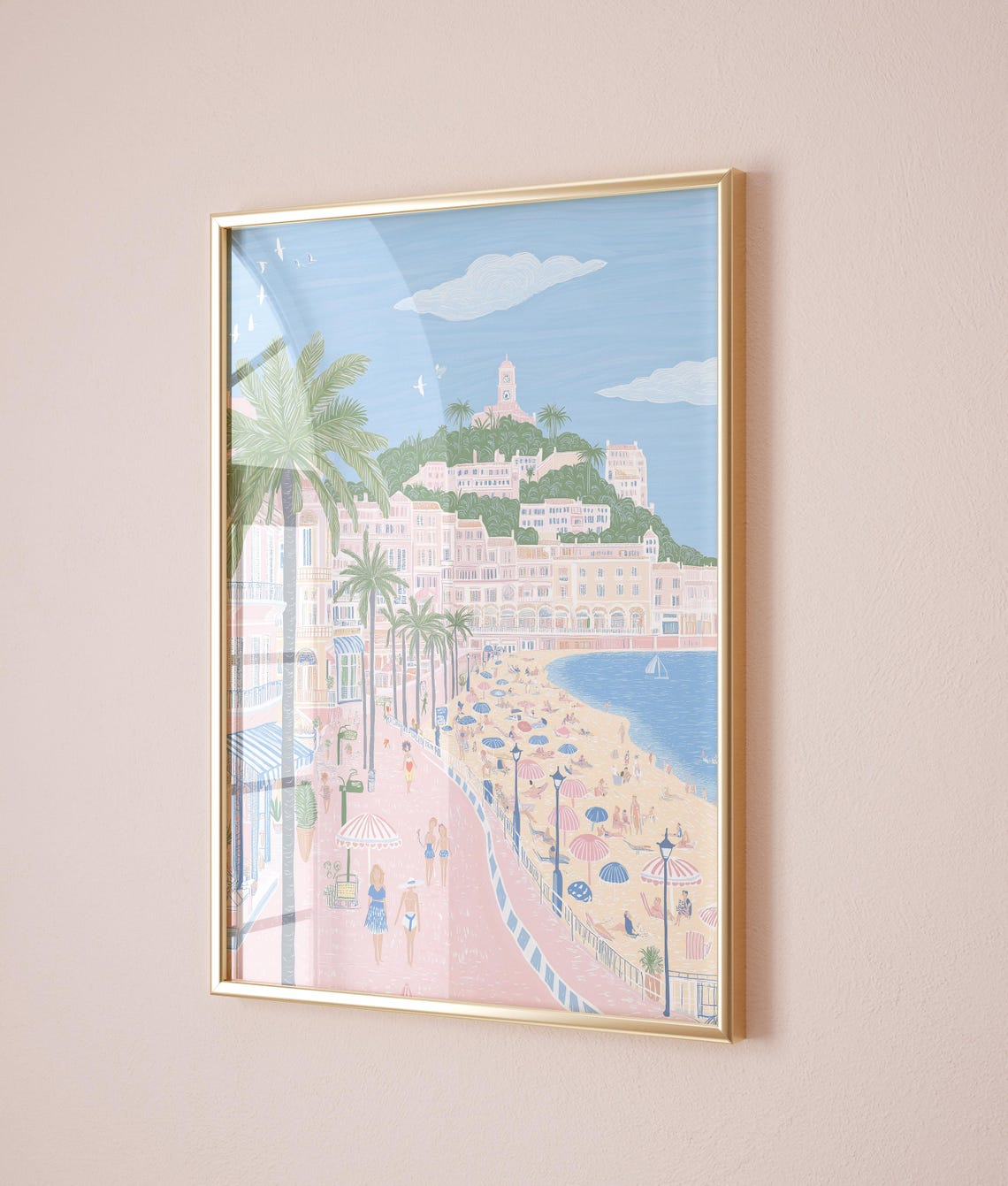 French Riviera Beach Promenade Palm Trees Summer Resort Poster - Image 2