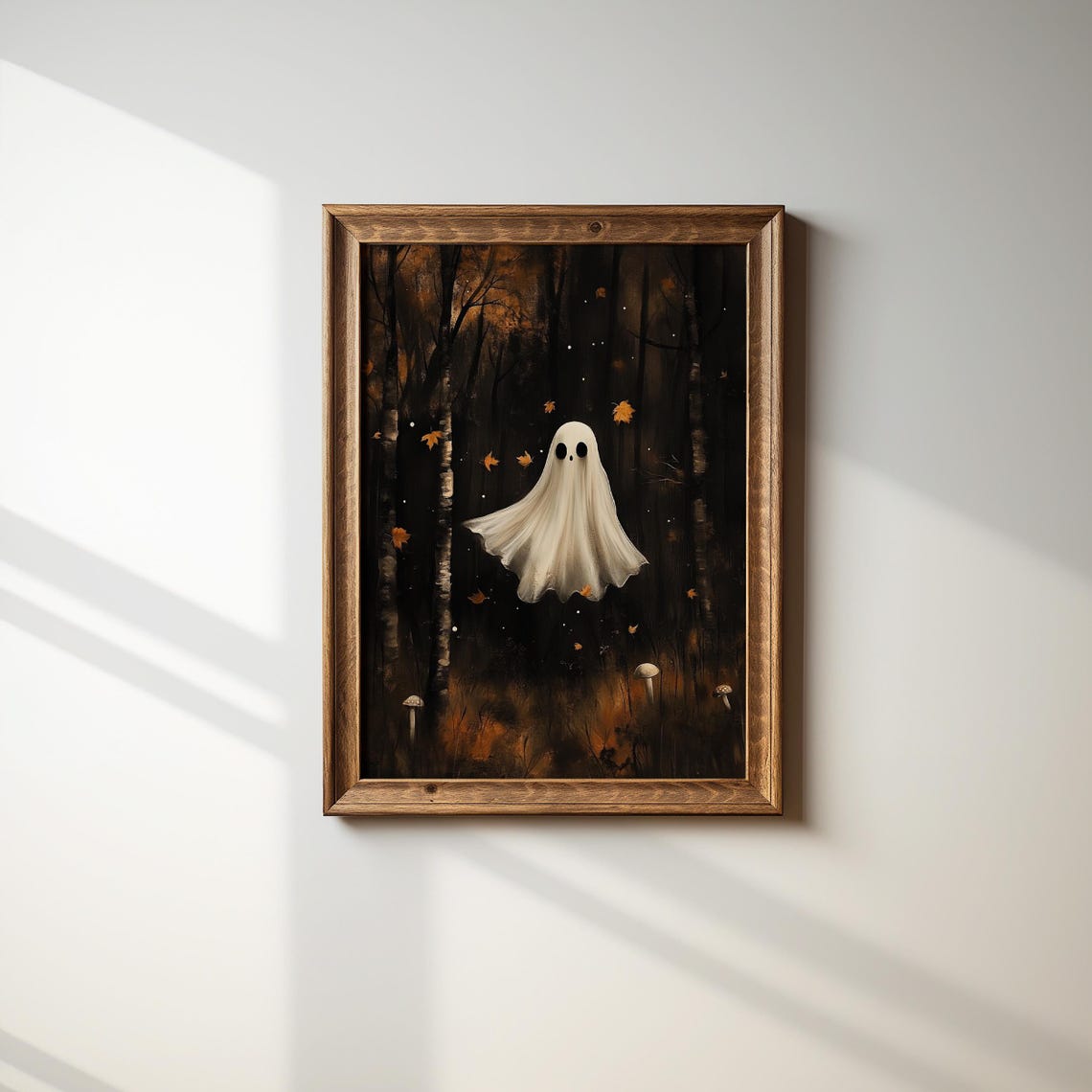 Spooky Floating Ghost Art Print Fall Decor Cozy Halloween Wall Art Cute Ghost Decor Autumn Ghost Illustration Halloween