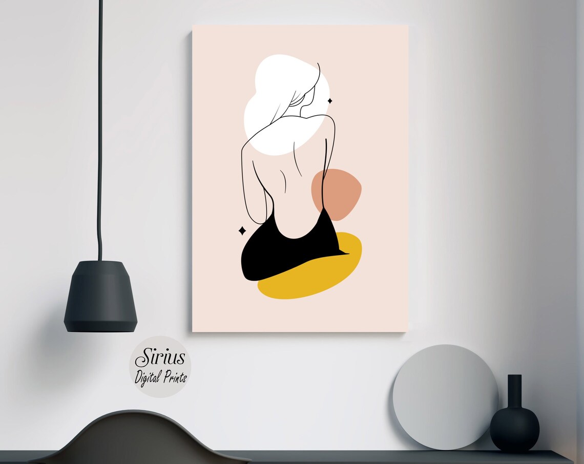 Abstract Female Line Art Woman Silhouette Neutral Beige Poster