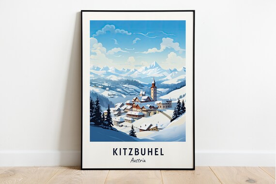 Kitzbuhel Travel Poster, Austria Ski Resort
