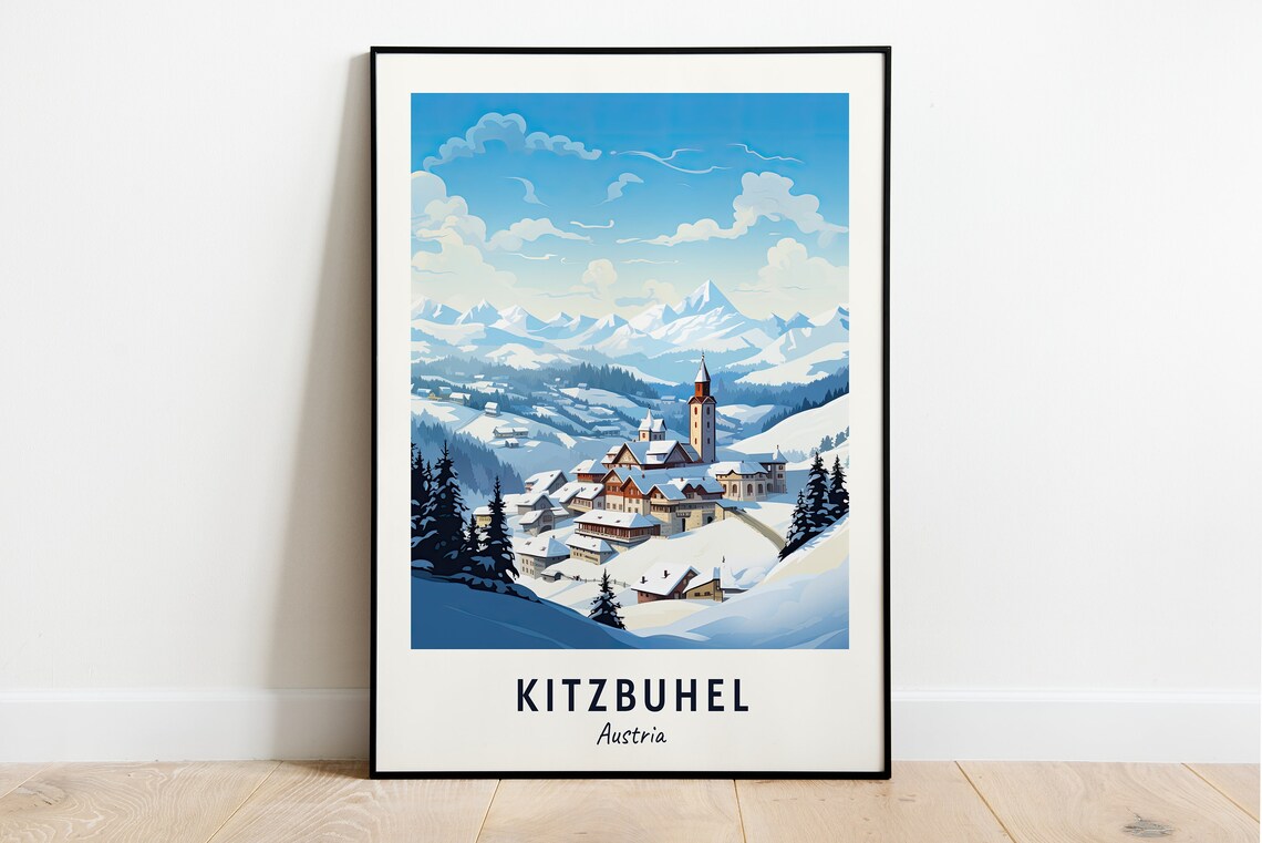 Kitzbuhel Travel Poster, Austria Ski Resort