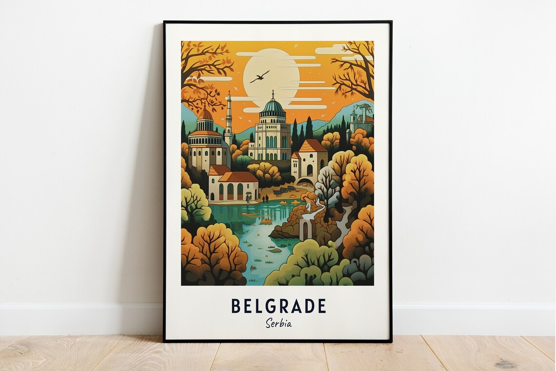 Belgrade Travel Poster, Serbia City Wall Art