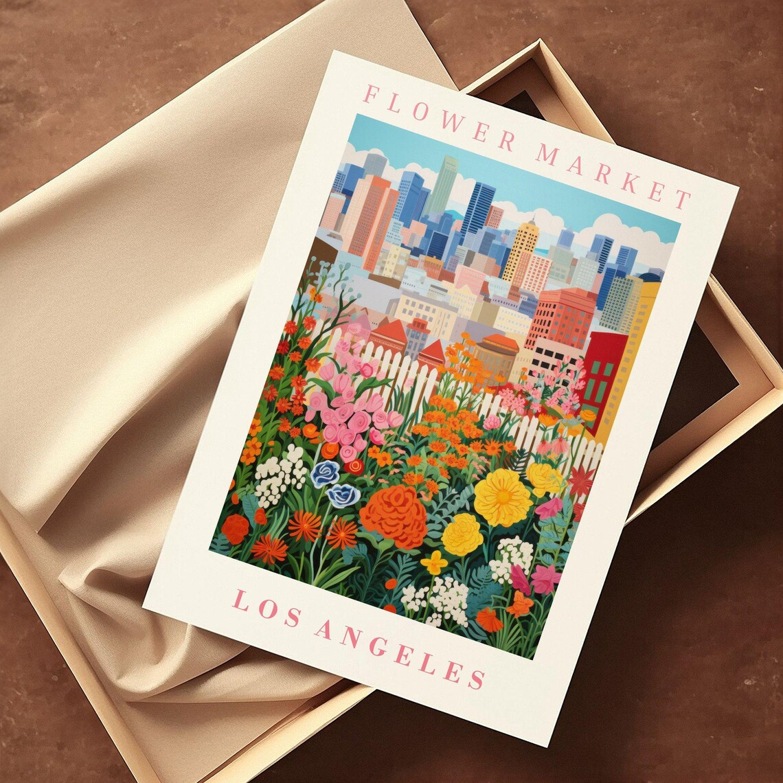 Los Angeles Flower Market Picket Fence Bloom Garden Travel Poster - Image 2
