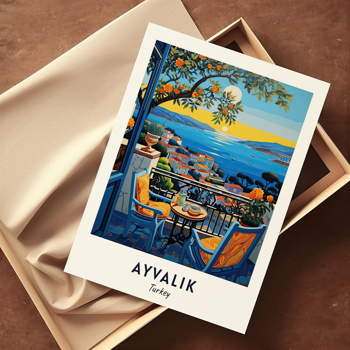 Ayvalik Turkey Aegean Sea Balcony Breakfast Ocean View Travel Poster - Image 3