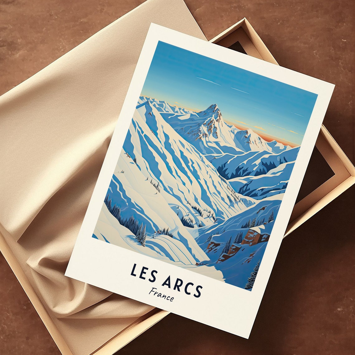 Les Arcs France Snowy Alpine Slopes Summit View Scene Poster - Image 3
