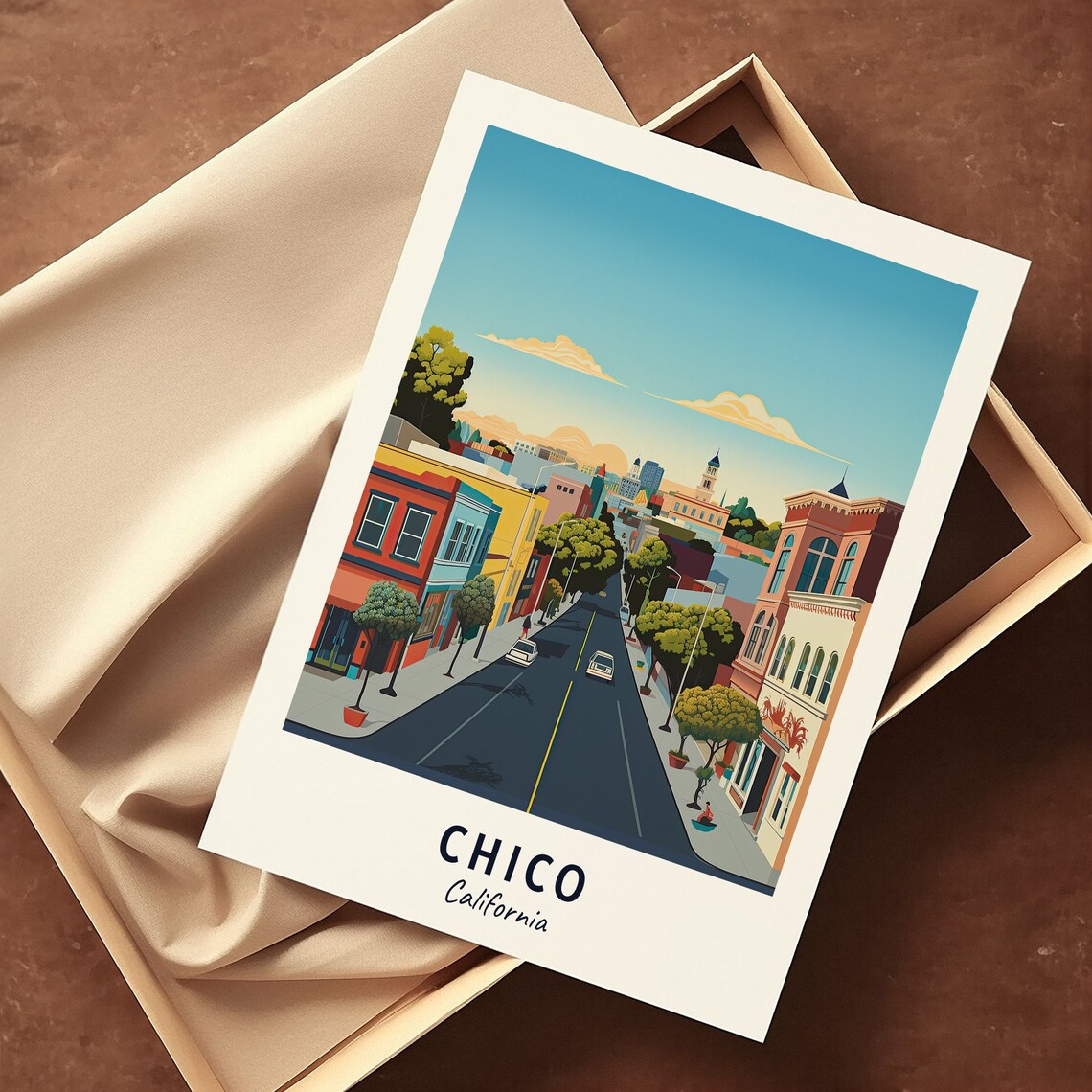Chico Historic Main Street in California Small-Town Travel Poster - Image 3