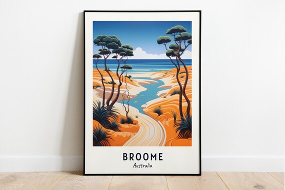 Cable Beach Golden Dunes Winding Creek Broome Australia Travel Poster