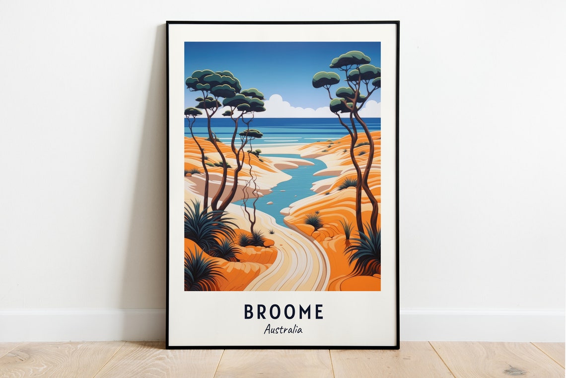 Cable Beach Golden Dunes Winding Creek Broome Australia Travel Poster
