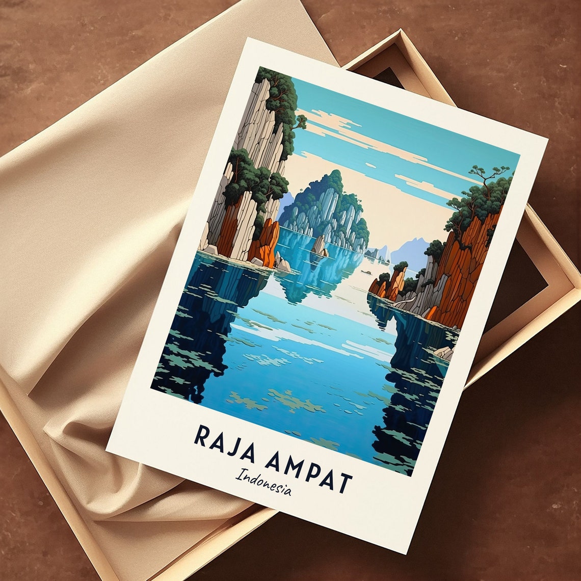 Raja Ampat Karst Islets Mirror Lagoon Indonesia Travel Poster - Image 3