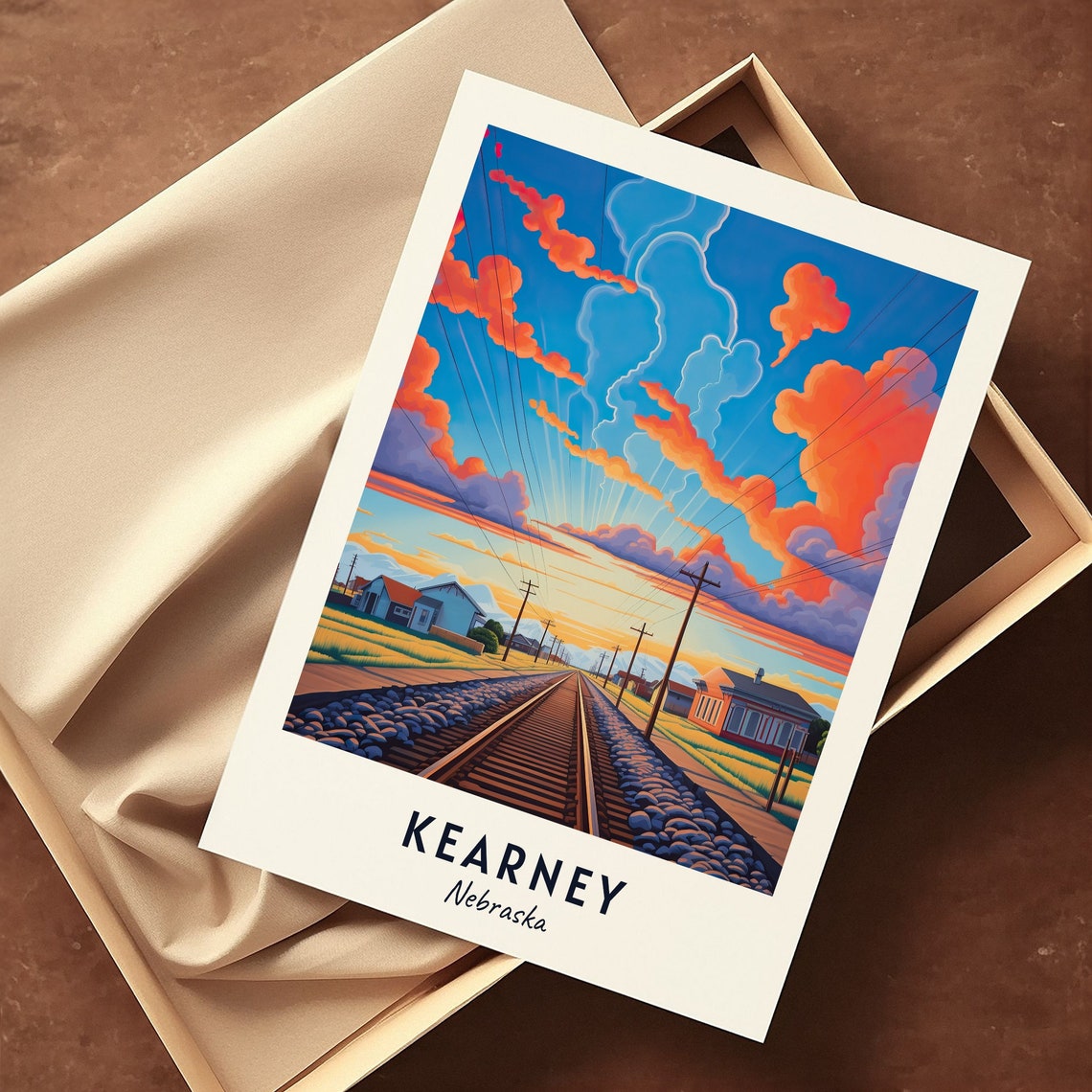 Kearney Nebraska Railroad Tracks Sunset Heartland Travel Poster - Image 3