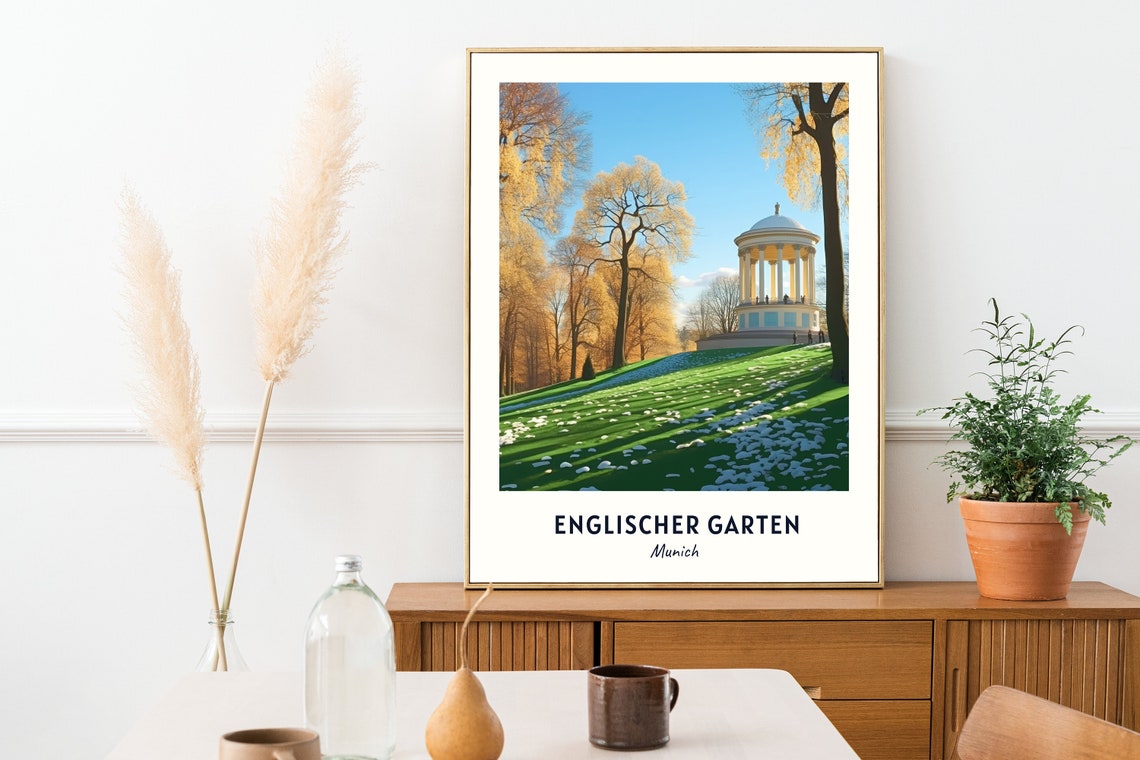 Englischer Garten Munich Winter Park Pavilion Snowy Scene Poster - Image 2