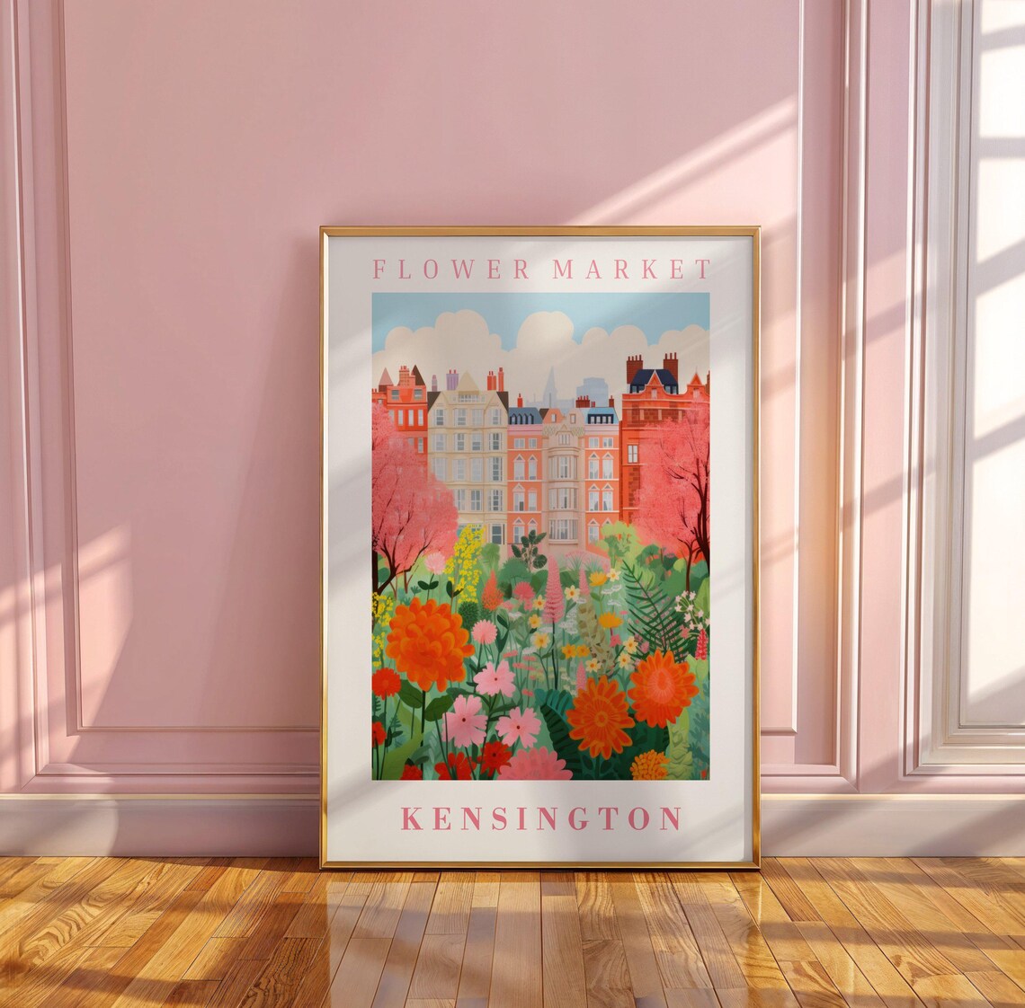 Kensington Flower Market Travel Poster, Floral Illustration - Image 3