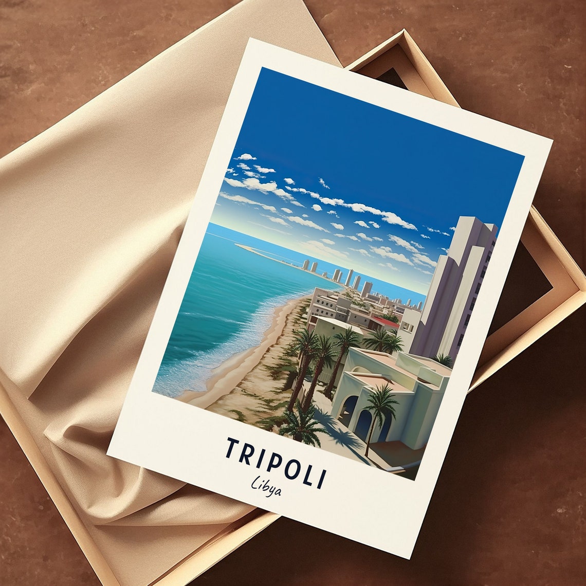 Tripoli Mediterranean Coastline and Beaches Libya Travel Poster - Image 3