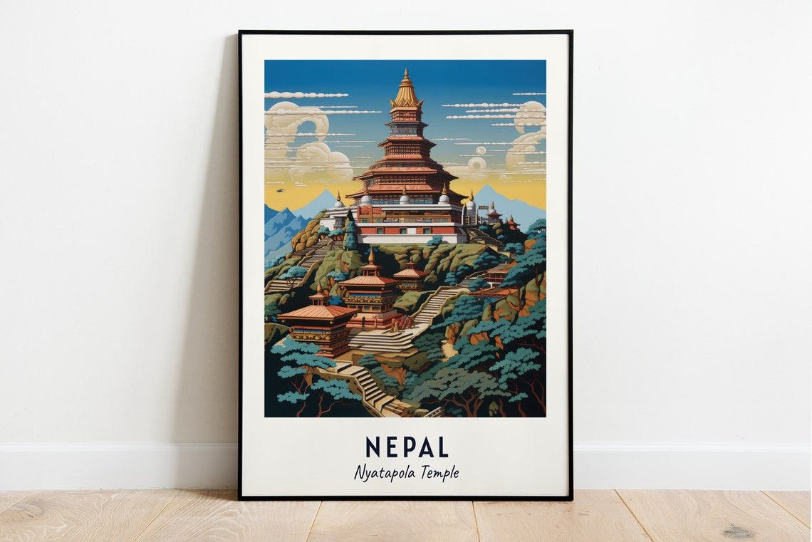 Nepal Nyatapola Temple Travel Print Wall Art Nepal Nyatapola Temple City Print Nepal Nyatapola Temple Travel Gift Nepal Travel Gift