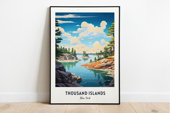 Thousand Islands New York Rocky Pine Shoreline Daytime Scene Poster