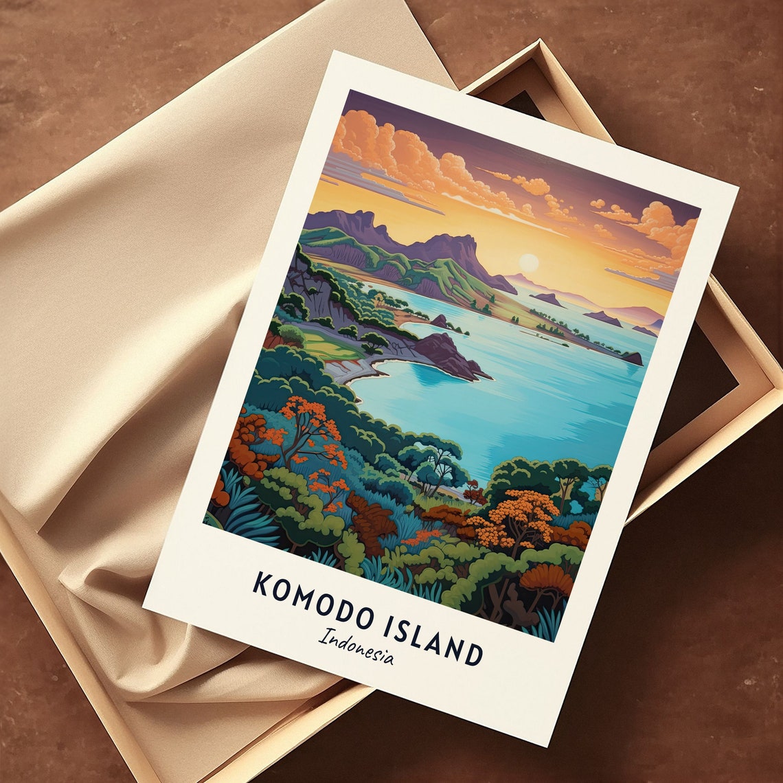 Komodo Island Indonesia Archipelago Sunset Jungle Travel Poster - Image 3