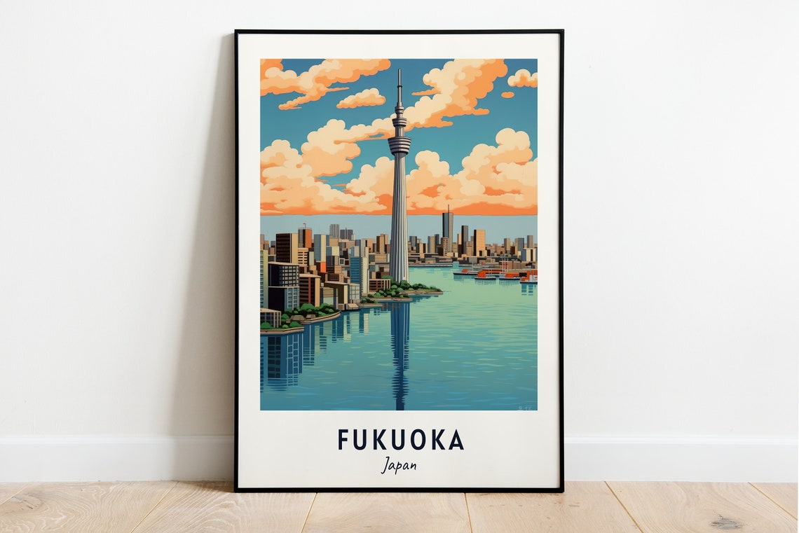 Fukuoka Tower Travel Print Wall Art Fukuoka Japan City Print Fukuoka Tower Travel Gift Fukuoka Tower Poster Wall Art