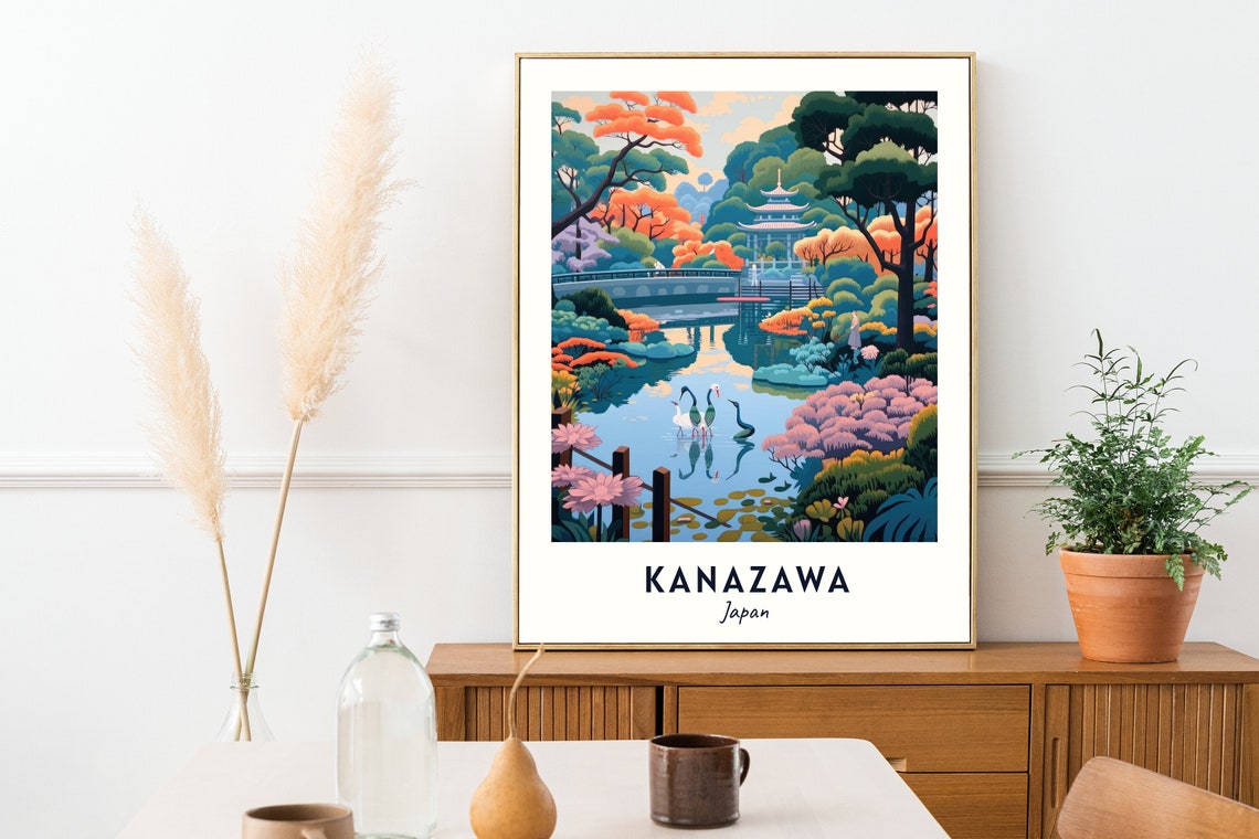Kenrokuen Garden Travel Print Wall Art Kanazawa Japan City Print Kenrokuen Garden Travel Gift Kenrokuen Garden Poster - Image 2
