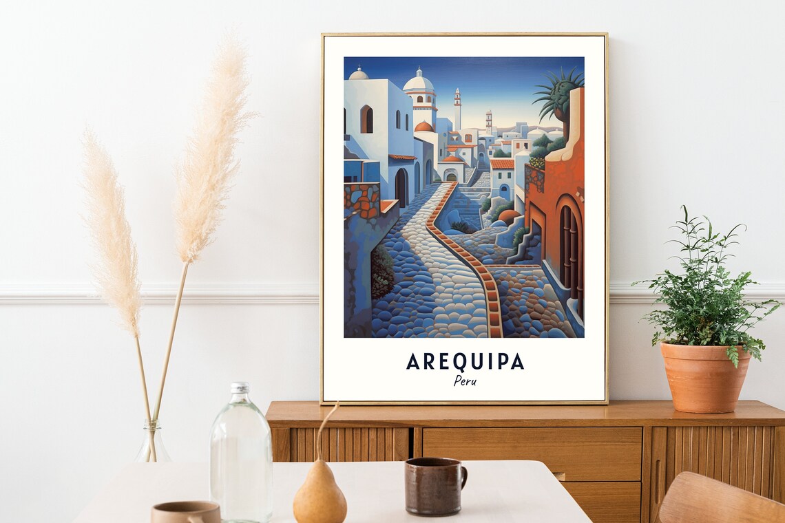 Arequipa Peru Whitewashed Monastery Street Domes Cobbled Lane Travel Poster - Image 2