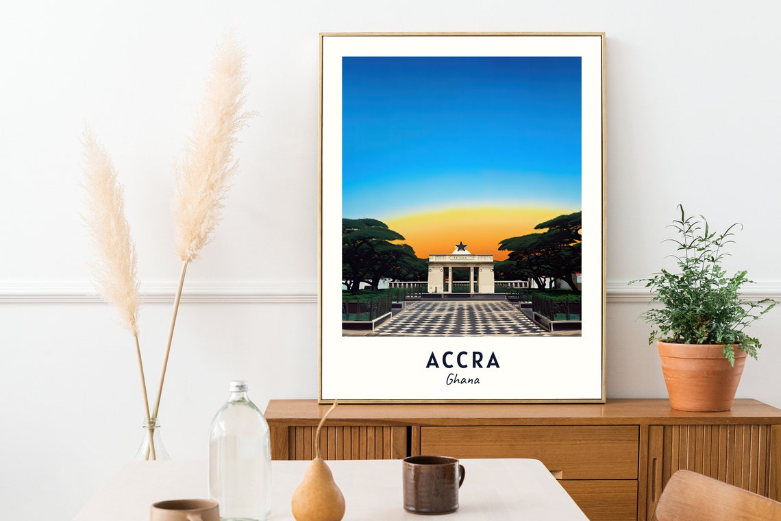 Accra Ghana Independence Arch Sunset Monument African Travel Poster - Image 2