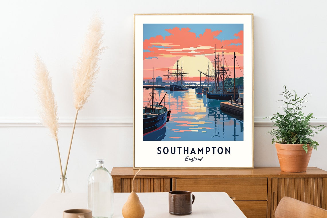 Southampton England Historic Ships Harbor Vintage Travel Poster - Image 2