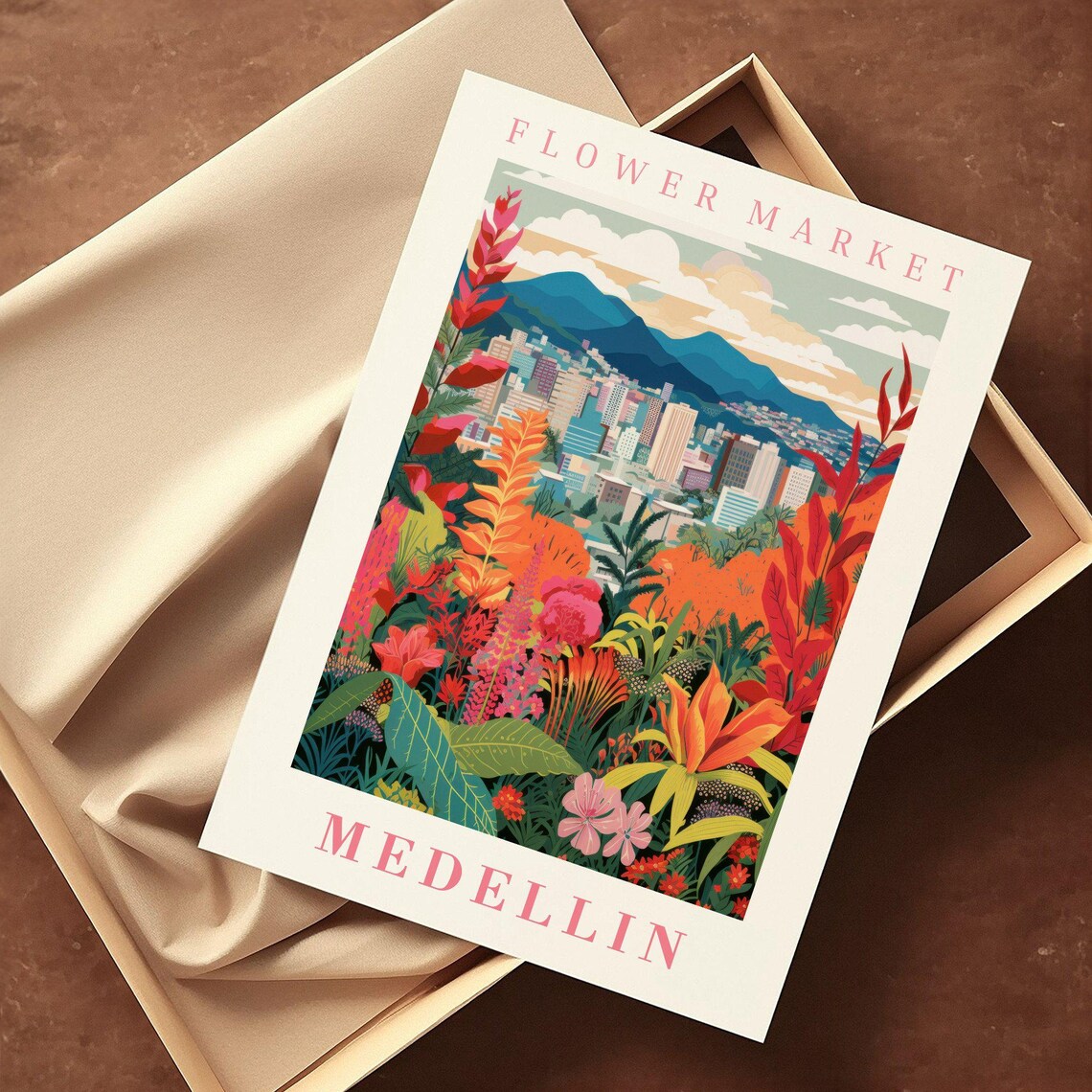 Medellin Flower Market Travel Poster, Floral Illustration - Image 2