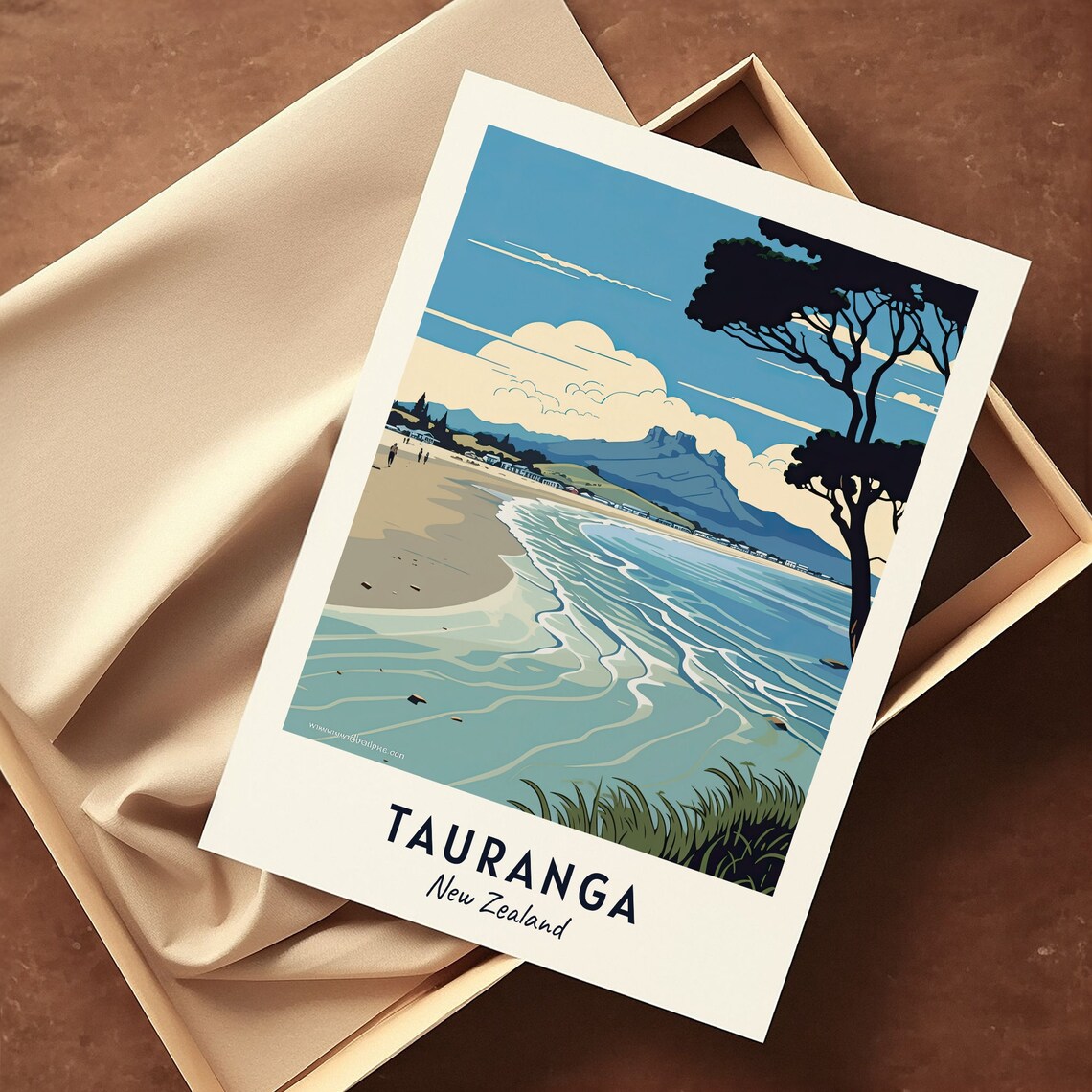 Tauranga New Zealand Sandy Beach Mount Maunganui Waves Poster - Image 3