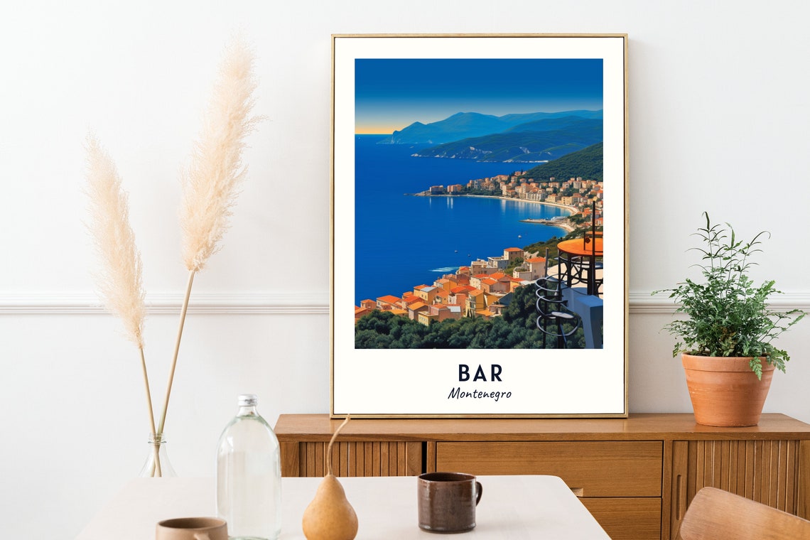 Bar Montenegro Adriatic Bay Coastal Town Sunset Travel Poster - Image 2