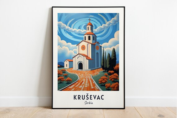 Krusevac Serbia Lazarica Church Autumn Travel Poster Artwork