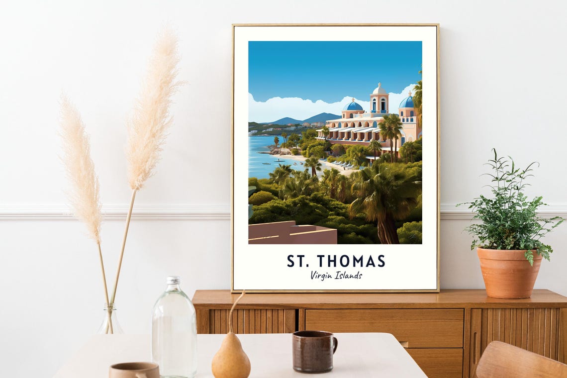 St Thomas Virgin Islands Beach Resort Travel Poster Paradise - Image 2