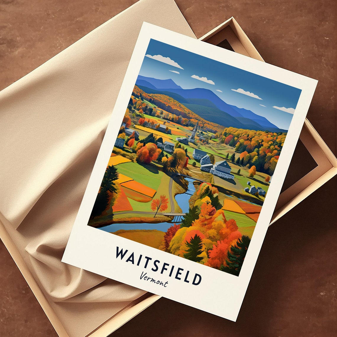 Waitsfield Travel Print Wall Art Waitsfield Vermont City Print Waitsfield Travel Gift Waitsfield City Poster - Image 3