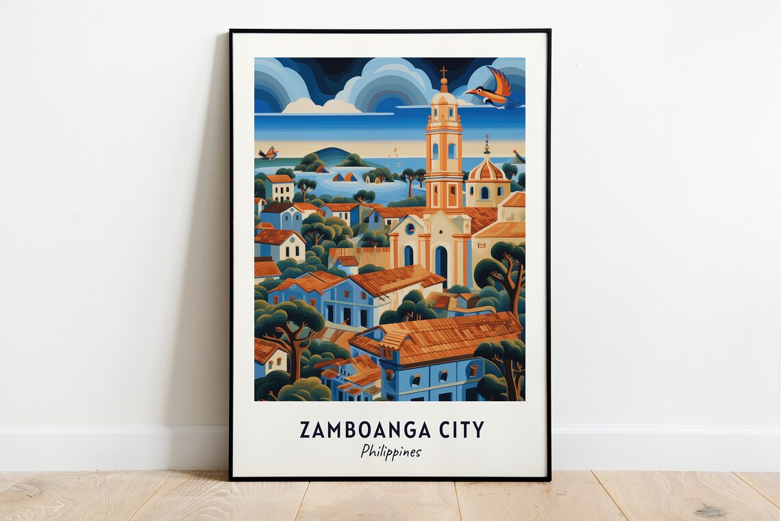 Zamboanga City Philippines Bell Tower Old Town Travel Poster
