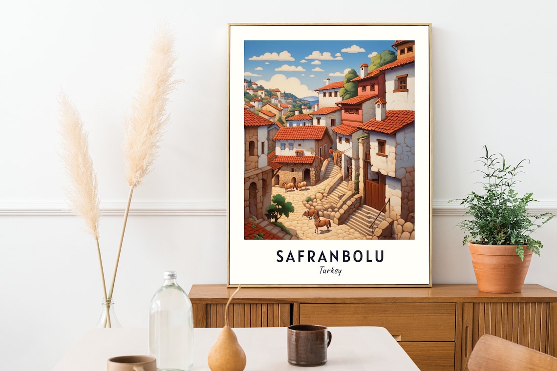 Safranbolu Turkey Old Town Cobbled Street With Horses Travel Poster - Image 2