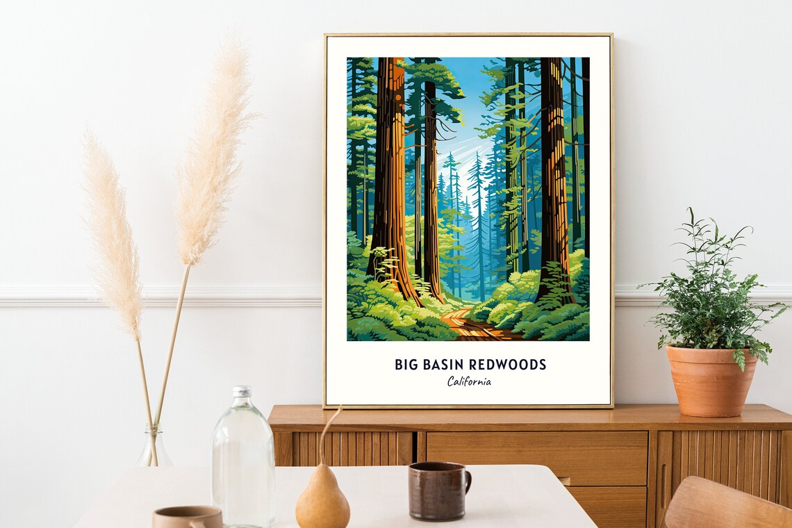 Big Basin Redwoods California Towering Forest Path Giants Travel Poster - Image 2