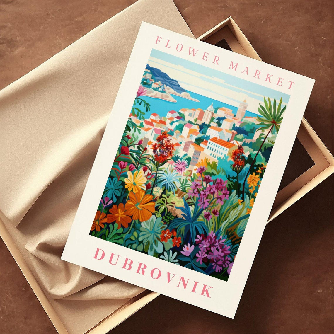 Dubrovnik Flower Market Poster with Adriatic Tropical Blooms - Image 2