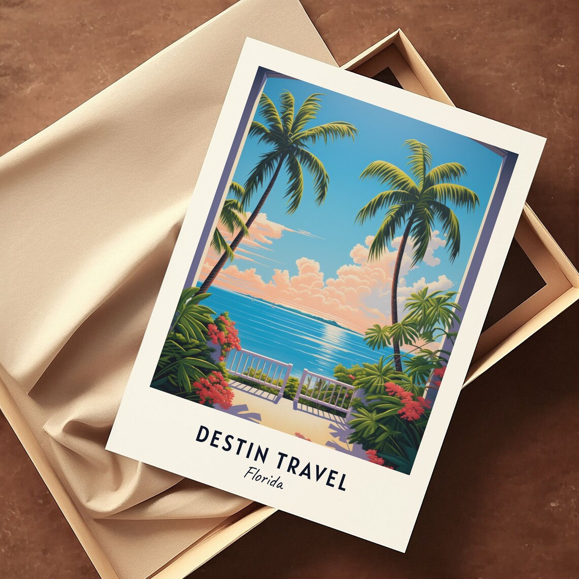 Destin Florida Tropical Terrace Gate Ocean View Sunny Day Poster - Image 3