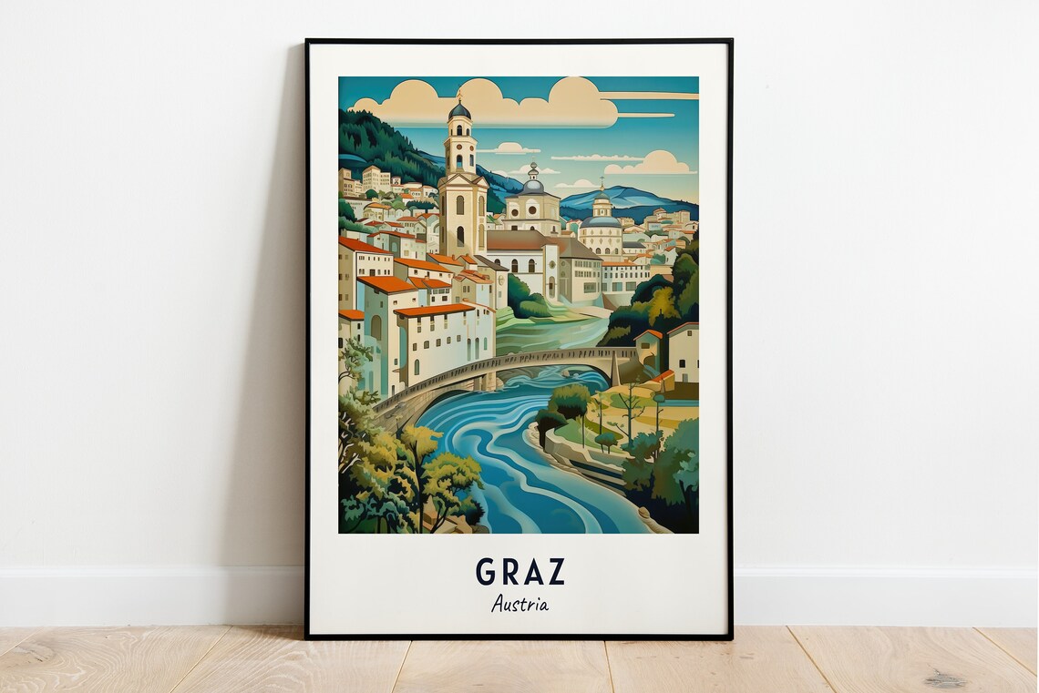 Kunsthaus Graz Travel Poster, Austria City Print