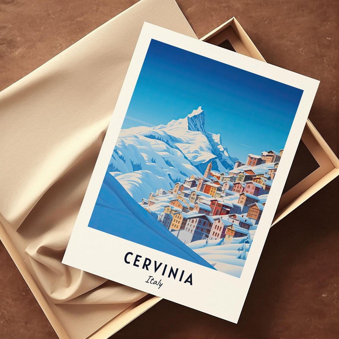 Cervinia Italy Snowy Village Matterhorn Alpine Peak View Poster - Image 3