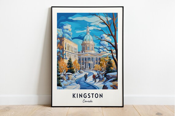 Kingston Canada Winter Snowy Courtyard Historic College Poster